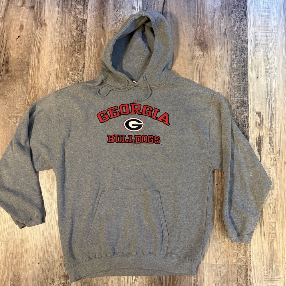 Vintage Georgia Bulldogs Hoodie Mens 2XL Pullover Graphic Football Gray 90s